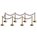 Montour Line Stanchion Post and Rope Kit Sat.Brass, 8 Crown Top 7 Purple Rope C-Kit-8-SB-CN-7-PVR-PE-PB